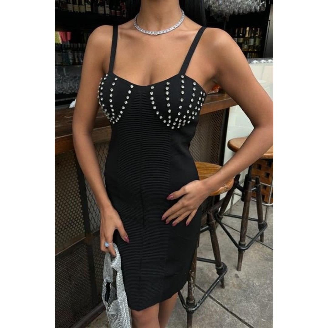 Belina Taş Detaylıı Mini Elbise 2804 155072