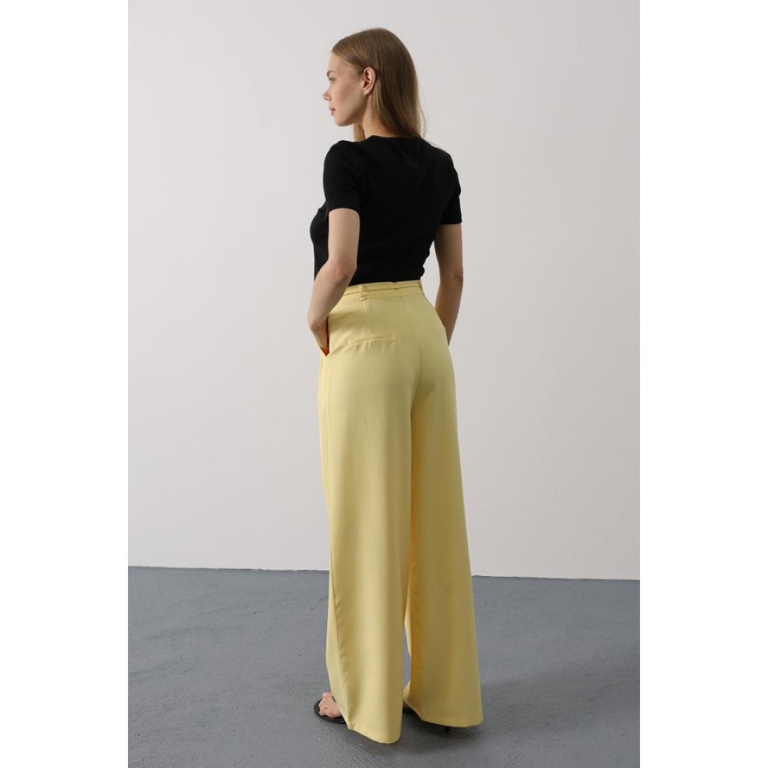 Pileli Bağcıklı Oversize Pantolon - Sarı 162831 Pileli Bağcıklı Oversize Pantolon - Sarı 162831