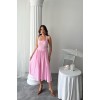 Pembe Boyundan Bağlamalı Keten Elbise - 160728 Pembe Boyundan Bağlamalı Keten Elbise - 160728