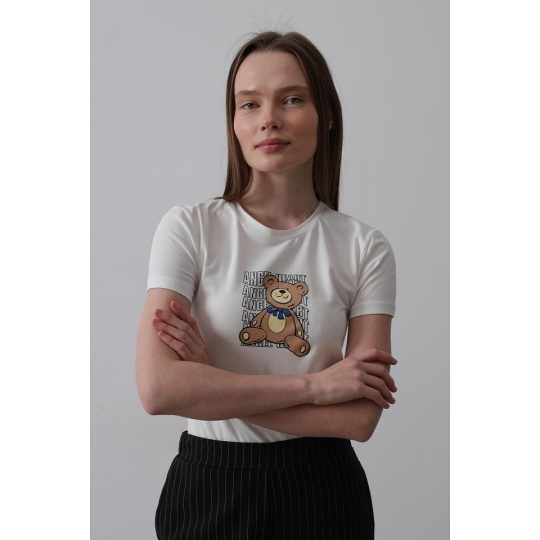 Baskı Detaylı T-shirt - Ekru - 154056 Baskı Detaylı T-shirt - Ekru - 154056
