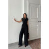 TENCEL MODAL KOLSUZ BLUZ KAPALI CEP DETAYLI DÖKÜMLÜ - PANTOLON TAKIM - Siyah 161855 TENCEL MODAL KOLSUZ BLUZ KAPALI CEP DETAYLI DÖKÜMLÜ - PANTOLON TAKIM - Siyah 161855