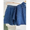 Taş Detaylı Gömlek Şort Denim Takım 10175 159450 Taş Detaylı Gömlek Şort Denim Takım 10175 159450