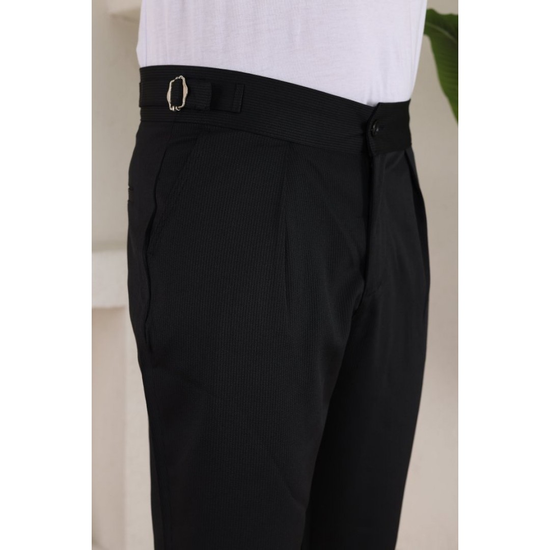Erkek Duble Paça Yandan Tokalı Cord Desenli Old Money Pantolon - 159385