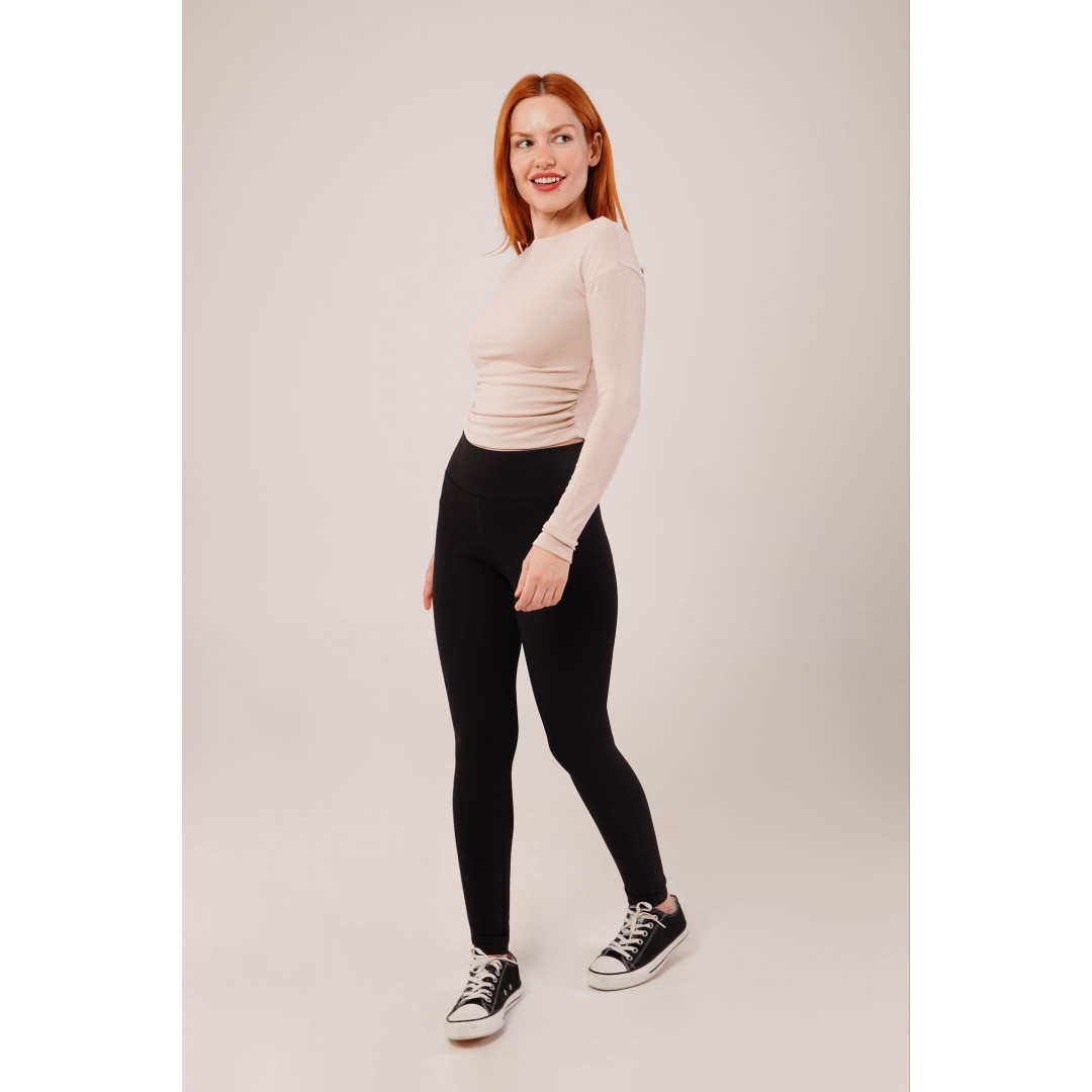 Yaka Detay Uzun Kollu Basic Krem Bluz 147416 Yaka Detay Uzun Kollu Basic Krem Bluz 147416