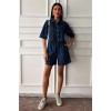 Taş Detaylı Gömlek Şort Denim Takım 10175 159450 Taş Detaylı Gömlek Şort Denim Takım 10175 159450