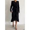 Krep Kumaş Midi Boy Kuşaklı Uzunkol Elbise 113 Cm - 42673 Krep Kumaş Midi Boy Kuşaklı Uzunkol Elbise 113 Cm - 42673