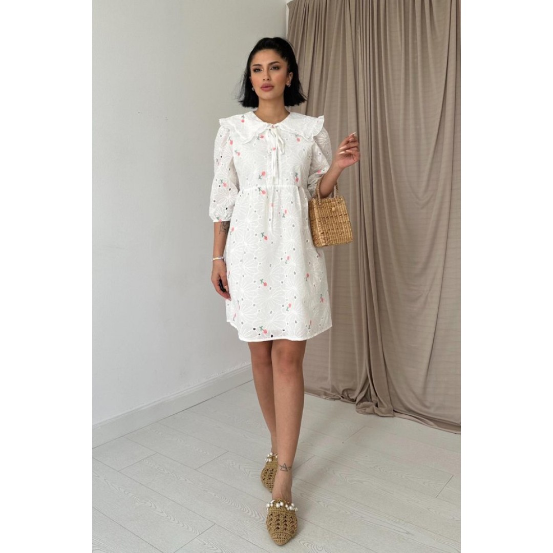 Pembe Bebe Yakalı Brode Elbise - 149403 Pembe Bebe Yakalı Brode Elbise - 149403