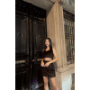 PÜSKÜL PAYET CROP BLUZ-KISA ETEK TAKIM - Siyah 153422 PÜSKÜL PAYET CROP BLUZ-KISA ETEK TAKIM - Siyah 153422