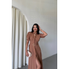 YAKA DÜĞME DETAYLI ELBİSE - Kahverengi 154394 YAKA DÜĞME DETAYLI ELBİSE - Kahverengi 154394