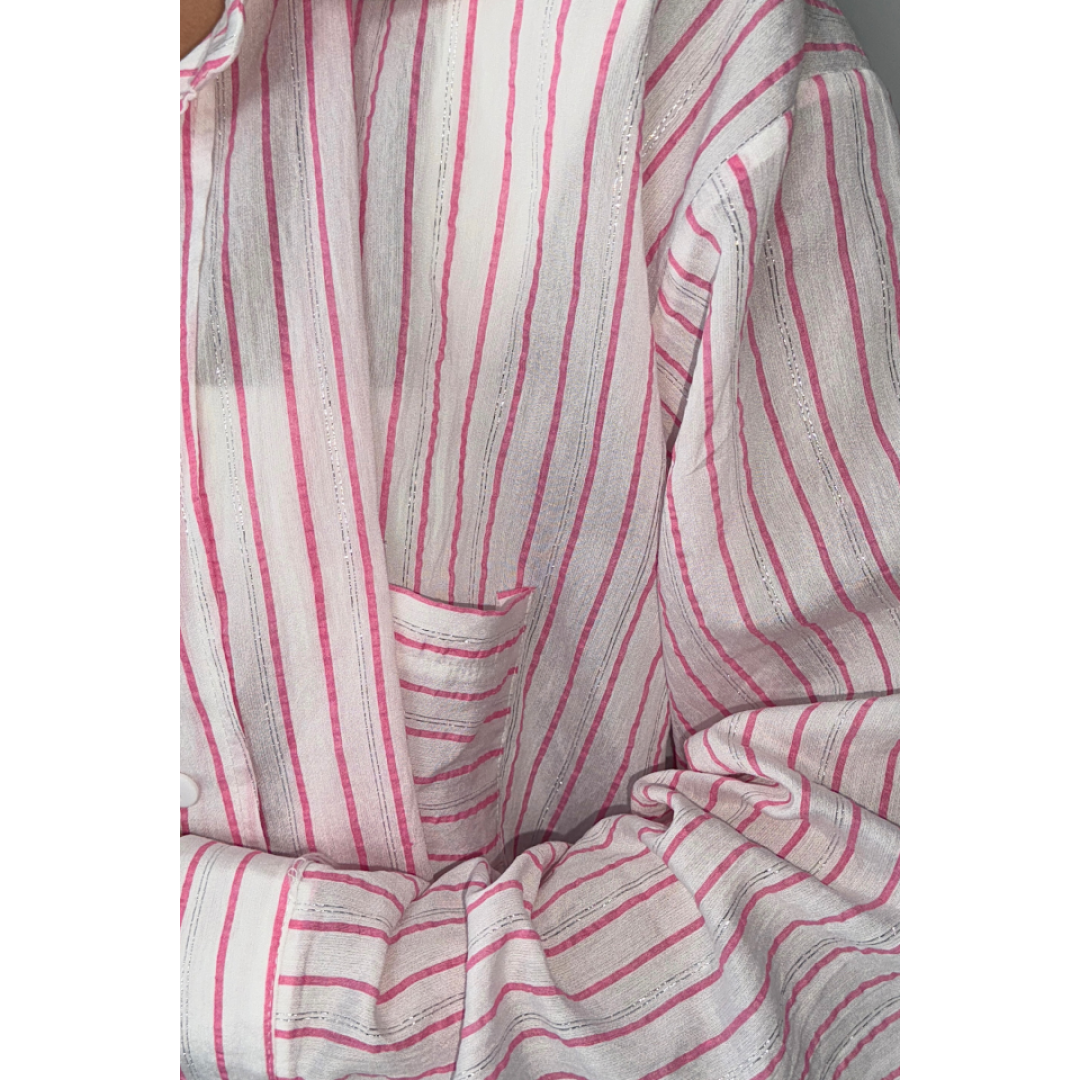 SİMLİ ÇİZGİLİ VUAL GÖMLEK - Pembe 158866 SİMLİ ÇİZGİLİ VUAL GÖMLEK - Pembe 158866