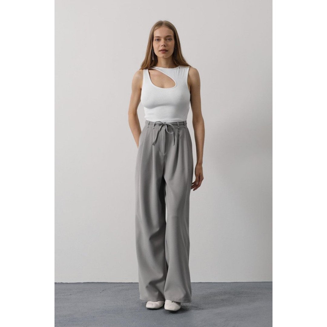 Pileli Bağcıklı Oversize Pantolon - Gri 162830 Pileli Bağcıklı Oversize Pantolon - Gri 162830