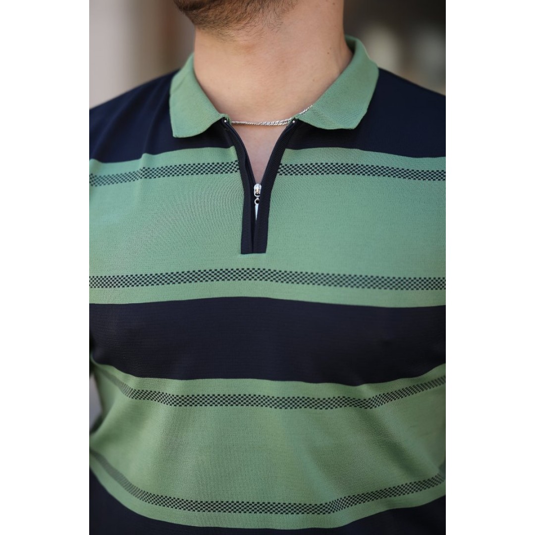 Erkek Yakalı Fermuarlı çift Renk Kısa Kollu T-shirt 161242 Erkek Yakalı Fermuarlı çift Renk Kısa Kollu T-shirt 161242