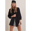 3900 Oversize Uzun Basic Gömlek - Siyah 90093 3900 Oversize Uzun Basic Gömlek - Siyah 90093