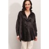 3985 Oversize Saten Gömlek - Siyah 90368 3985 Oversize Saten Gömlek - Siyah 90368
