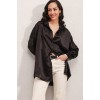 3985 Oversize Saten Gömlek - Siyah 90368 3985 Oversize Saten Gömlek - Siyah 90368