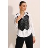 6790 Suni Deri Yelek - Siyah 90728