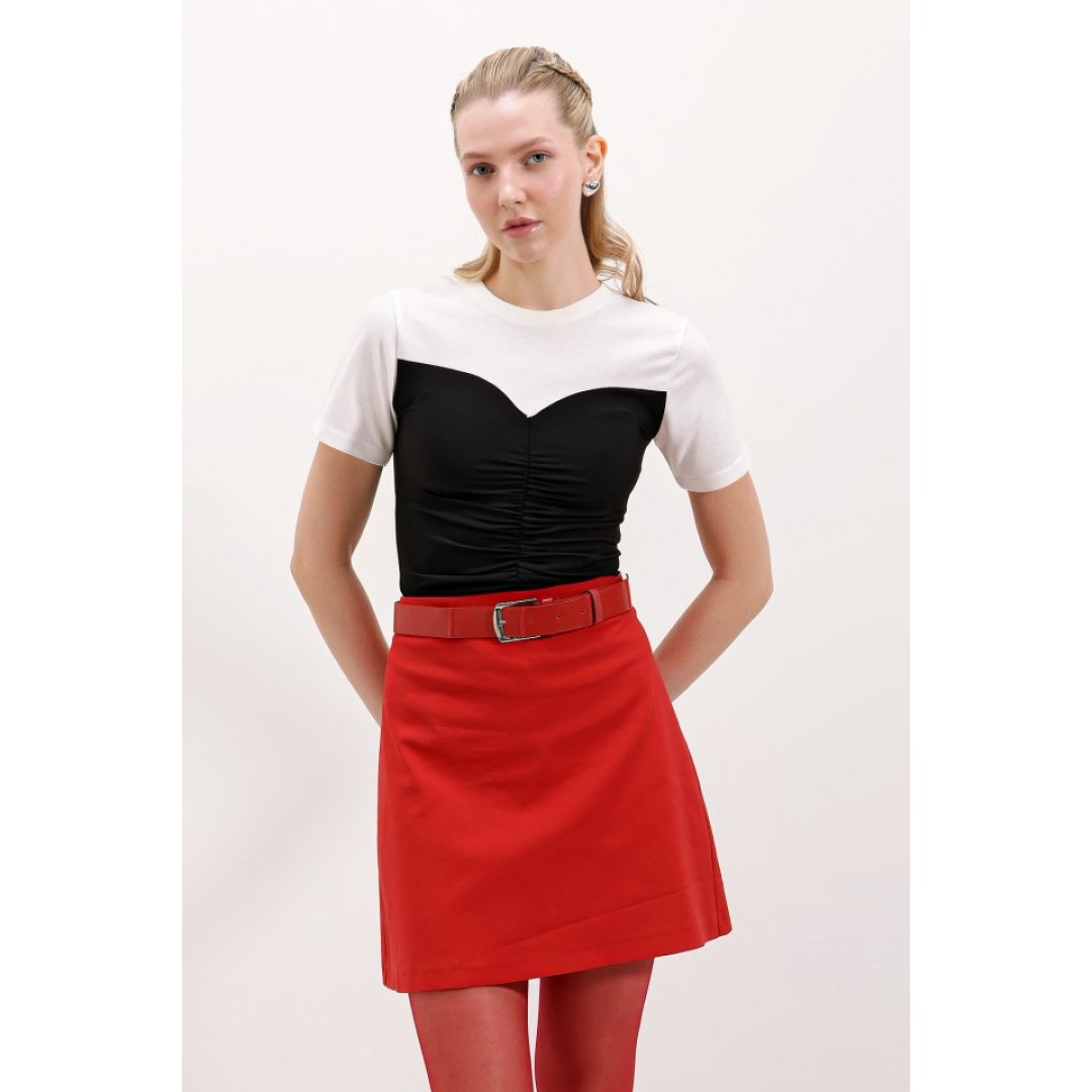 4314 Büzgülü Basic Tişört - Siyah - 93785 4314 Büzgülü Basic Tişört - Siyah - 93785