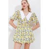 2478 Çiçekli Mini Elbise - Sarı 96710 2478 Çiçekli Mini Elbise - Sarı 96710