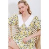 2478 Çiçekli Mini Elbise - Sarı 96710 2478 Çiçekli Mini Elbise - Sarı 96710