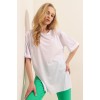 4123 Yırtmaçlı Oversize Tişört - Beyaz 144758 4123 Yırtmaçlı Oversize Tişört - Beyaz 144758