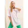 4123 Yırtmaçlı Oversize Tişört - Beyaz 144758 4123 Yırtmaçlı Oversize Tişört - Beyaz 144758