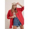 3900 Oversize Uzun Basic Gömlek - Kırmızı 144769 3900 Oversize Uzun Basic Gömlek - Kırmızı 144769