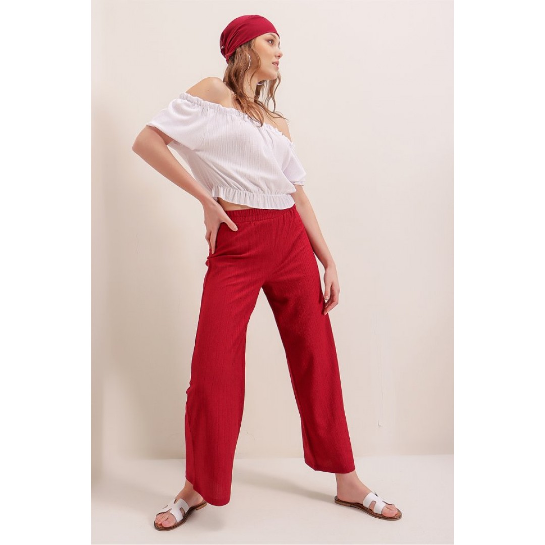 6543 Örme Pantolon - Kırmızı 144819