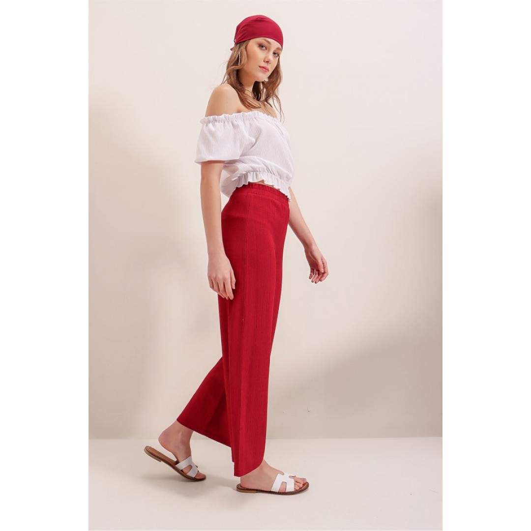 6543 Örme Pantolon - Kırmızı 144819