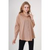 3900 Oversize Uzun Basic Gömlek - Camel 144829