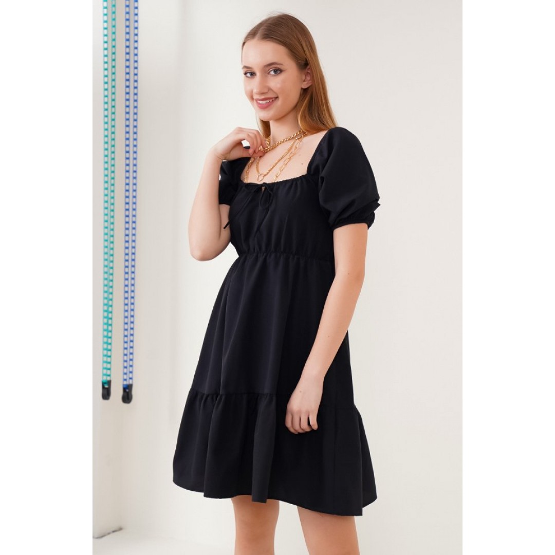 2351 Kloş Poplin Elbise - Siyah 144837 2351 Kloş Poplin Elbise - Siyah 144837