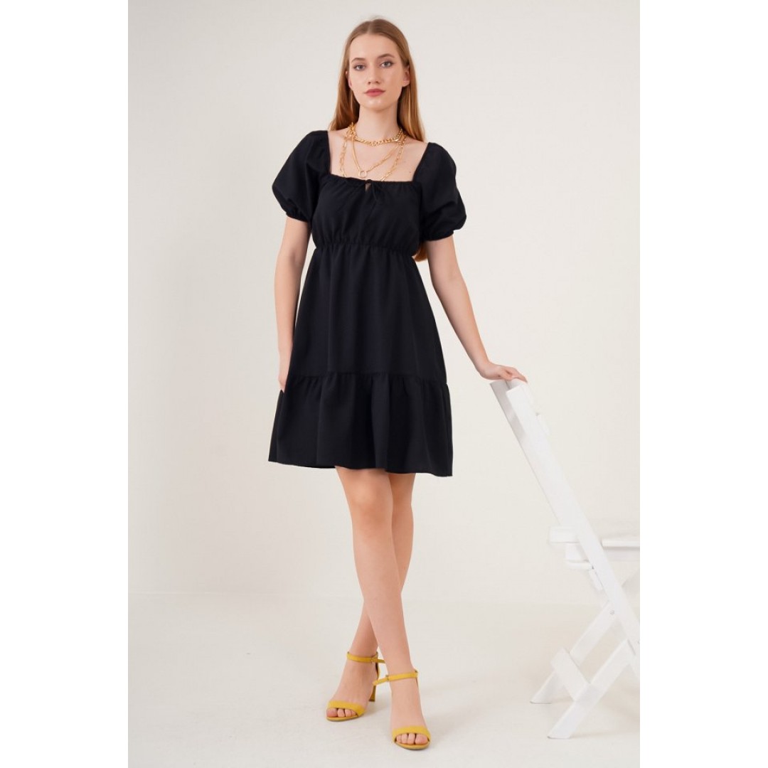 2351 Kloş Poplin Elbise - Siyah 144837 2351 Kloş Poplin Elbise - Siyah 144837