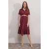 2292 Kemerli Elbise - Bordo 144839