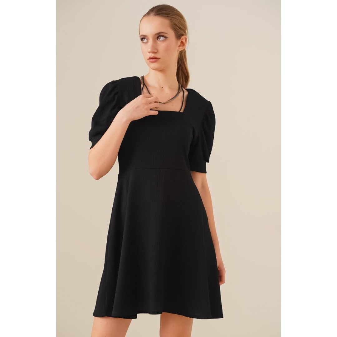 Bigdart 2339 Kare Yaka Örme Elbise - Siyah - 144866 Bigdart 2339 Kare Yaka Örme Elbise - Siyah - 144866