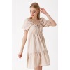 2351 Kloş Poplin Elbise - Bej 144972