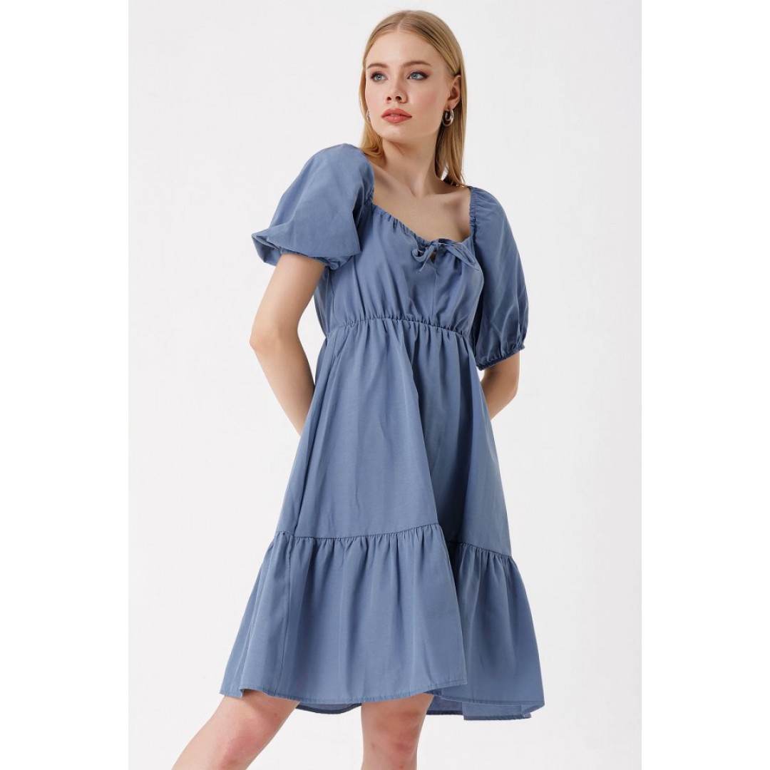 2351 Kloş Poplin Elbise - İndigo 144973 2351 Kloş Poplin Elbise - İndigo 144973