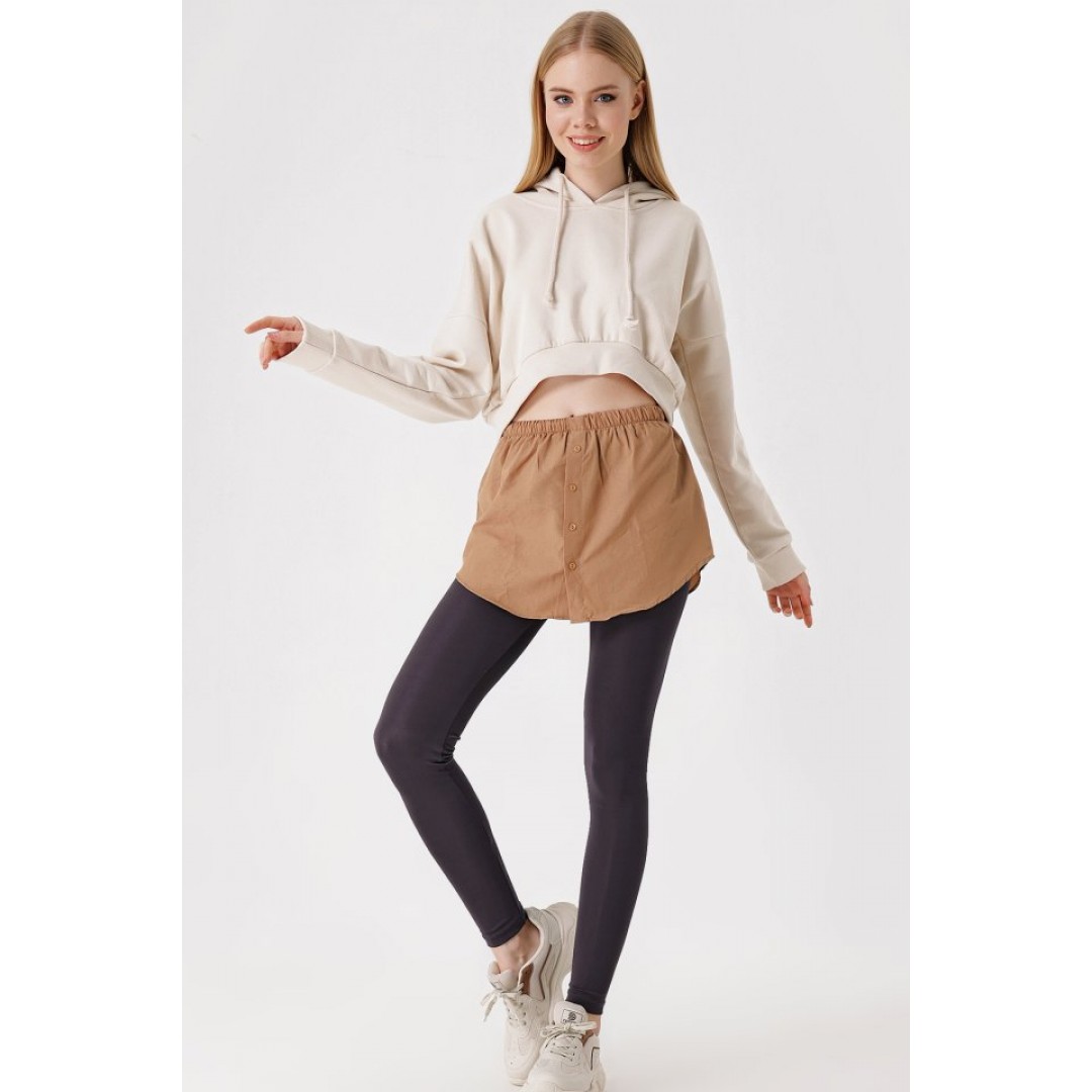 1888 Sweatshirt Ve Kazak Altı Gömlek Etek - Camel