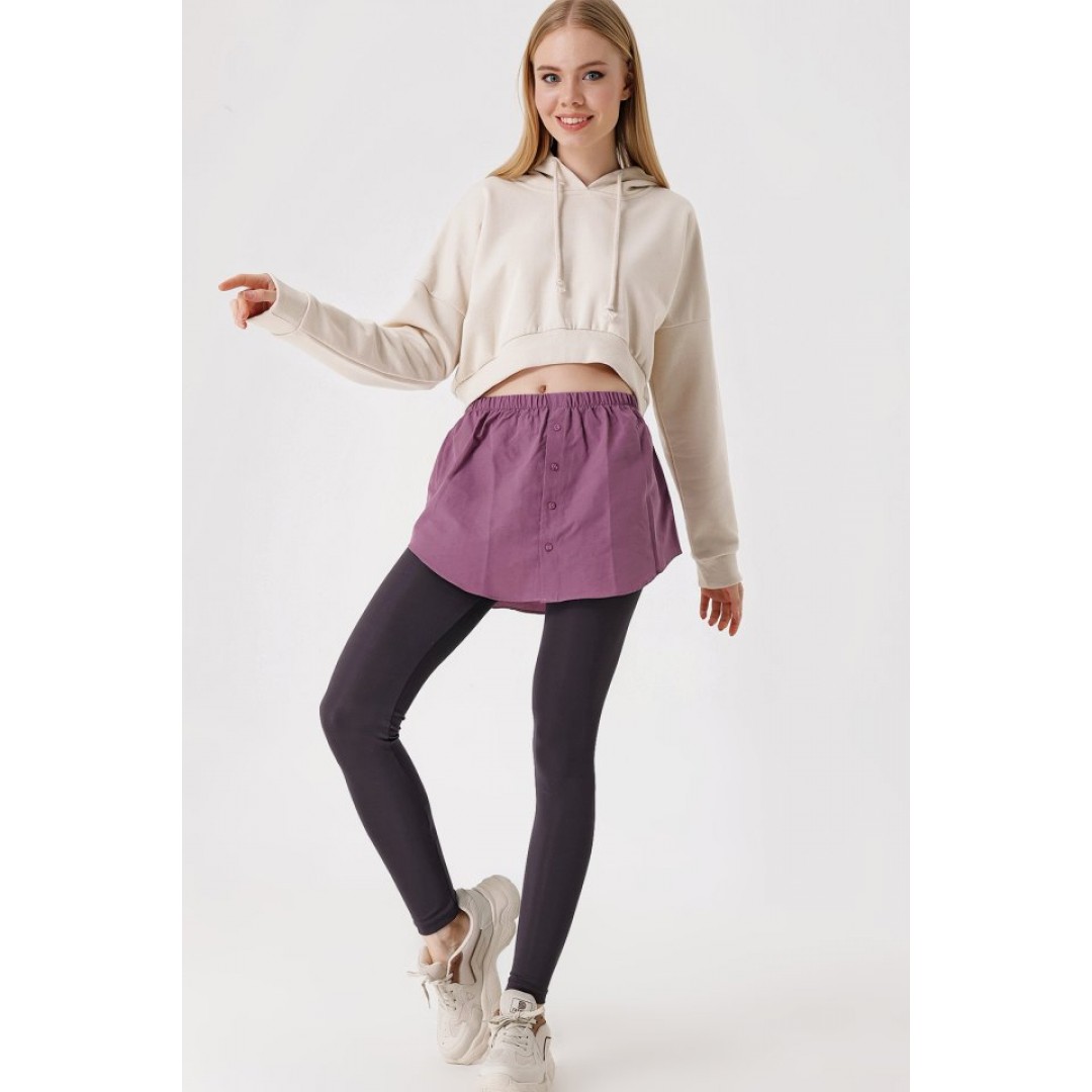 1888 Sweatshirt Ve Kazak Altı Gömlek Etek - Koyu Lila