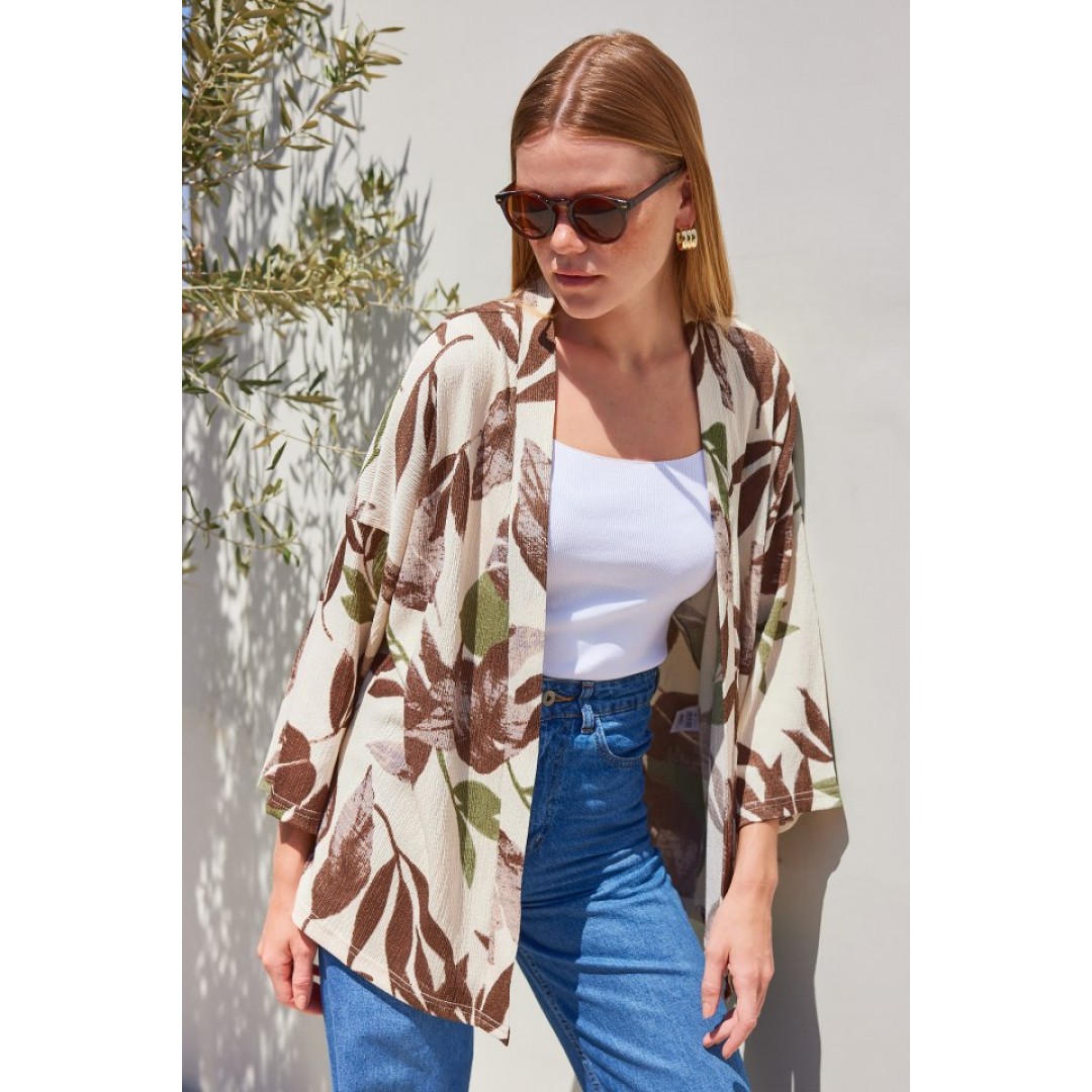 5862 Örme Kimono - Haki - 144985 5862 Örme Kimono - Haki - 144985