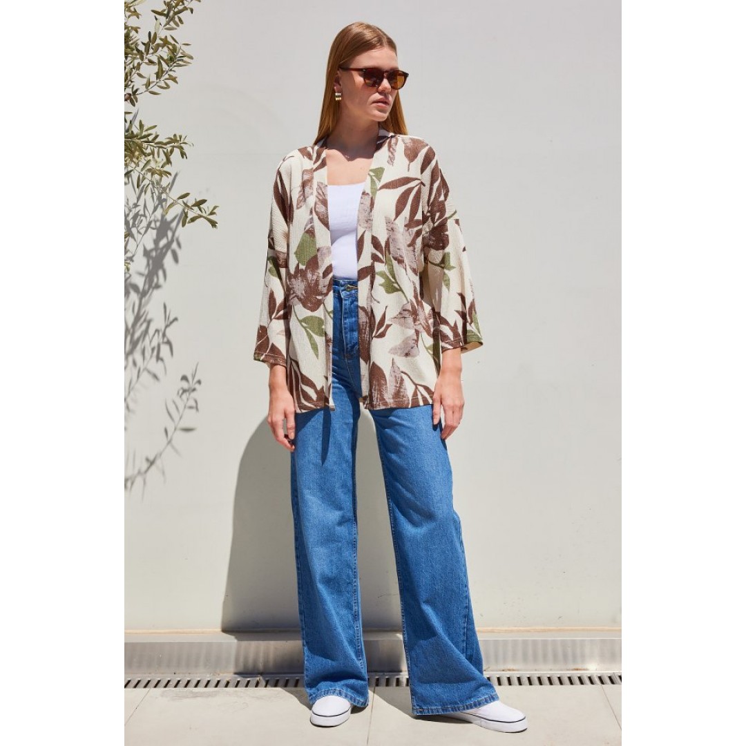 5862 Örme Kimono - Haki - 144985 5862 Örme Kimono - Haki - 144985