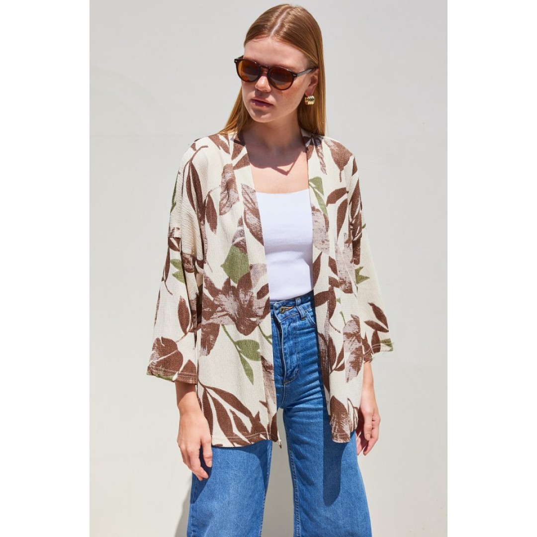 5862 Örme Kimono - Haki - 144985 5862 Örme Kimono - Haki - 144985