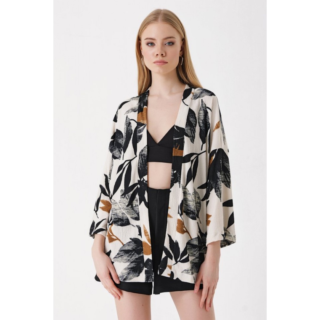 5862 Örme Kimono - D. Siyah - 144986 5862 Örme Kimono - D. Siyah - 144986