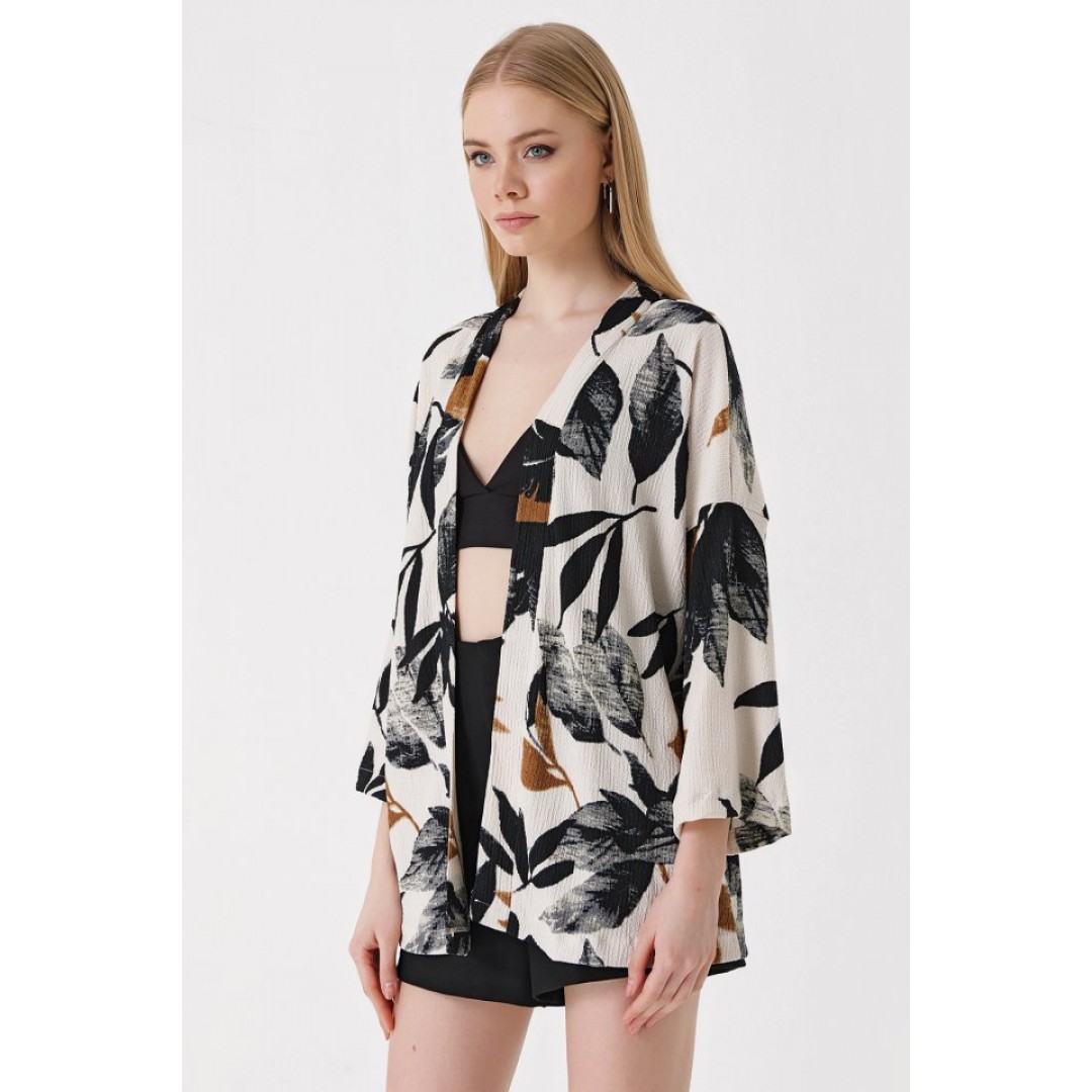 5862 Örme Kimono - D. Siyah - 144986 5862 Örme Kimono - D. Siyah - 144986