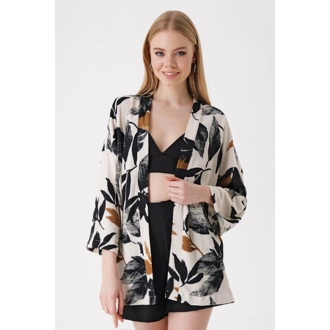 5862 Örme Kimono - D. Siyah - 144986 5862 Örme Kimono - D. Siyah - 144986