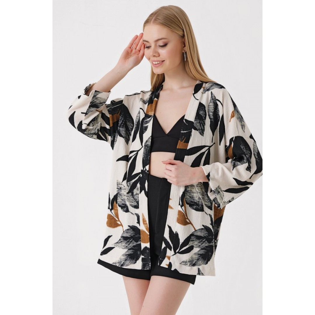 5862 Örme Kimono - D. Siyah - 144986 5862 Örme Kimono - D. Siyah - 144986