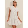 2425 Keten Mini Elbise - Ekru 145001 2425 Keten Mini Elbise - Ekru 145001