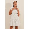 2425 Keten Mini Elbise - Ekru 145001 2425 Keten Mini Elbise - Ekru 145001