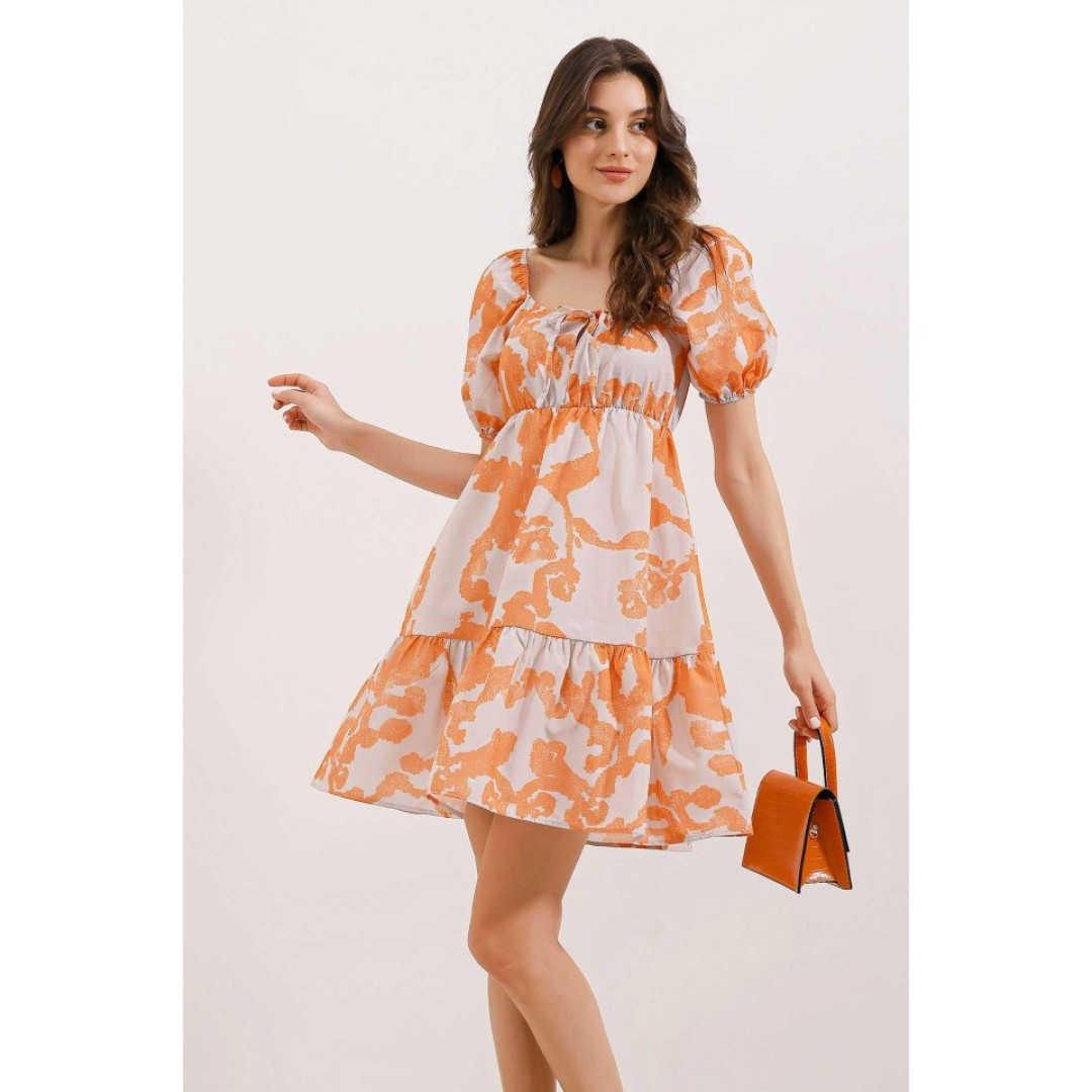 2351 Kloş Poplin Elbise - D. Turuncu 145009 2351 Kloş Poplin Elbise - D. Turuncu 145009