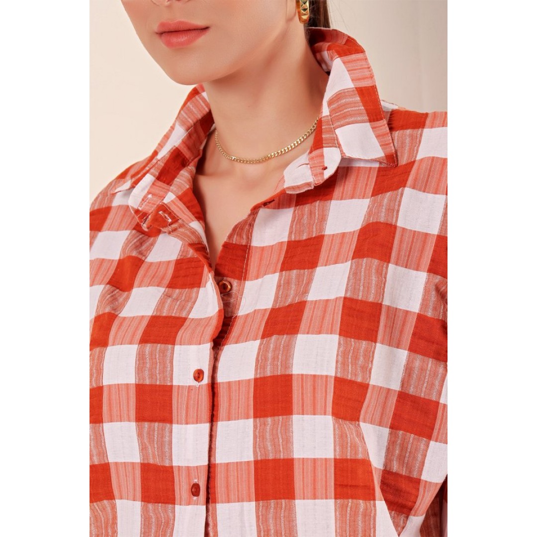 3900 Oversize Uzun Basic Gömlek - Taba 145026
