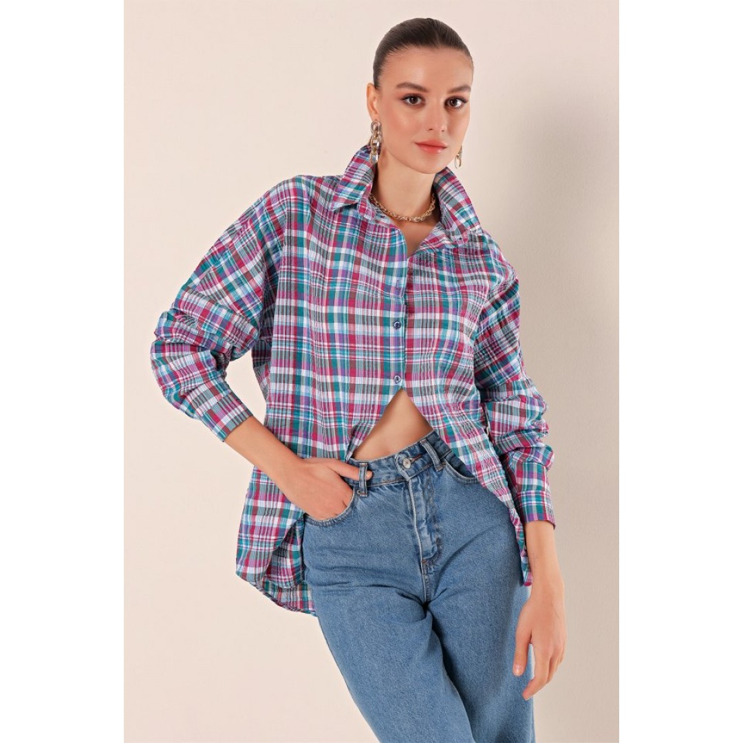 3900 Oversize Uzun Basic Gömlek - A. Kiremit 145028 3900 Oversize Uzun Basic Gömlek - A. Kiremit 145028