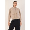 0688 Çift Cepli Bomber Ceket - Bej 145033